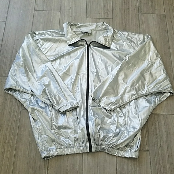 sass Jackets & Blazers - Vintage Sass metallic silver bomber jacket
